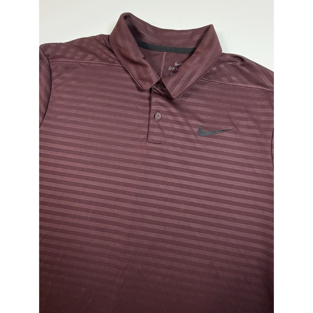 Nike Dri-Fit Embossed Golf Polo Burgundy Men's Size Large Performance 929102-652